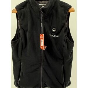 VENUSTAS Heated Fleece Vest Women's Large Black Full Zip Pockets NWT NO battery